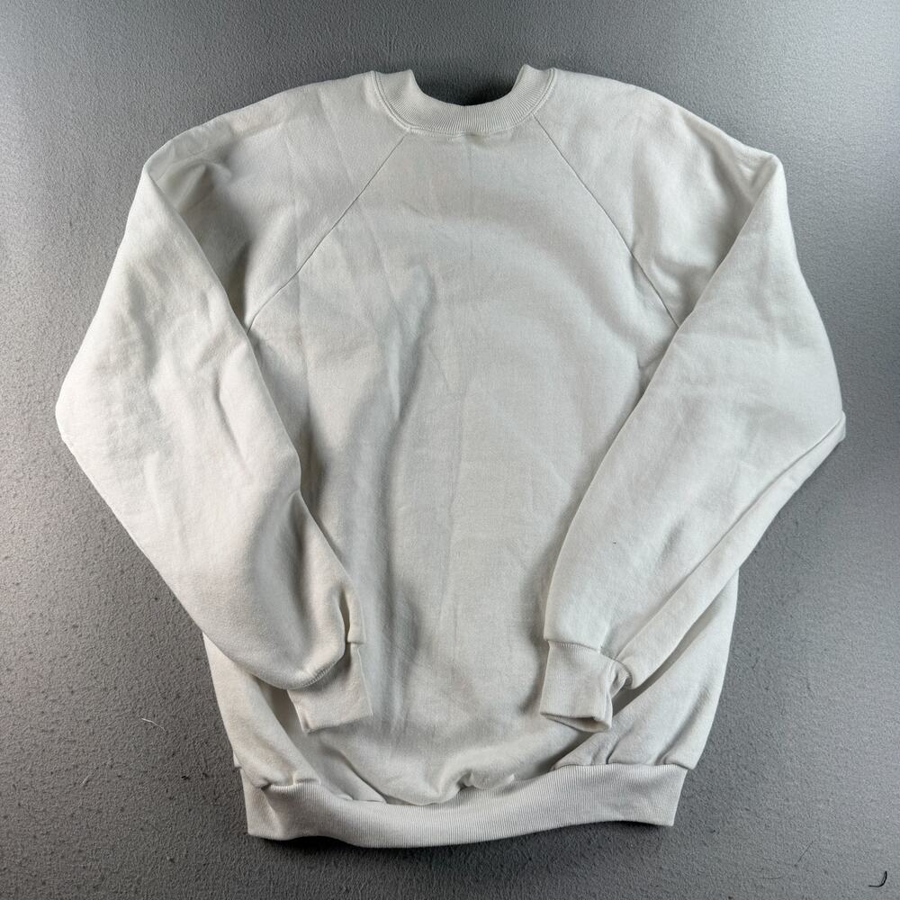 Vintage Jerzees White Lace Applique Crewneck Sweatshirt XL Made USA 90s
